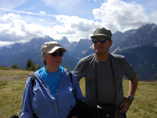 On a mountain trip with wife, Clara--a bit overwhelmed and exhausted, but determined!